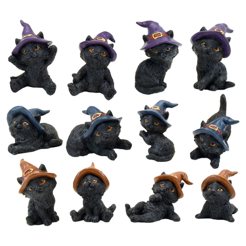 Statuetta di strega gatto nero assortita