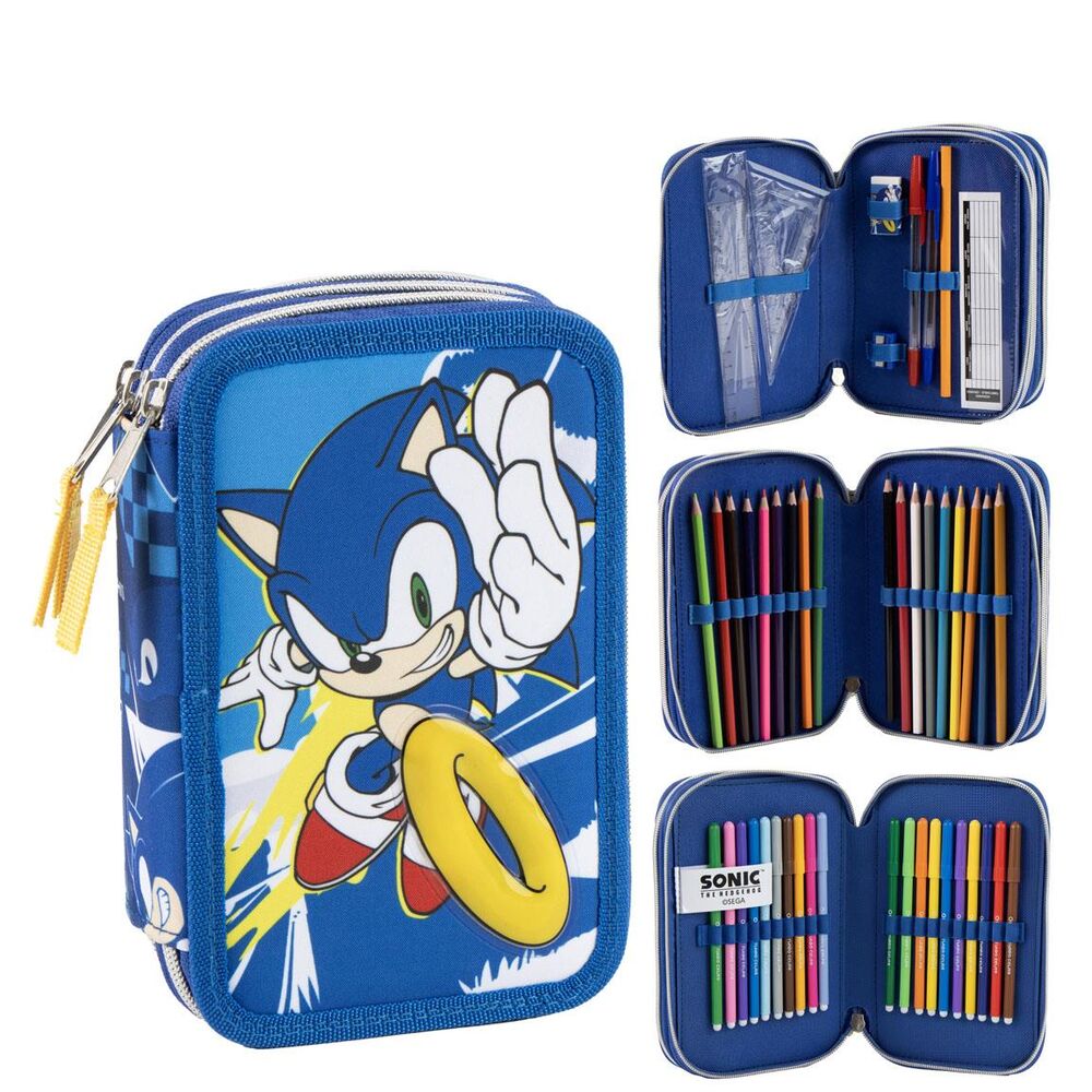 Sonic the Hedgehog triple pencil case