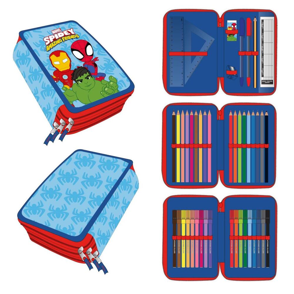 marvel spider man triple pencil case