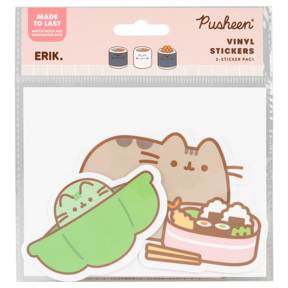 Set of 2 Sushi Roll Pusheen vinyl stickers