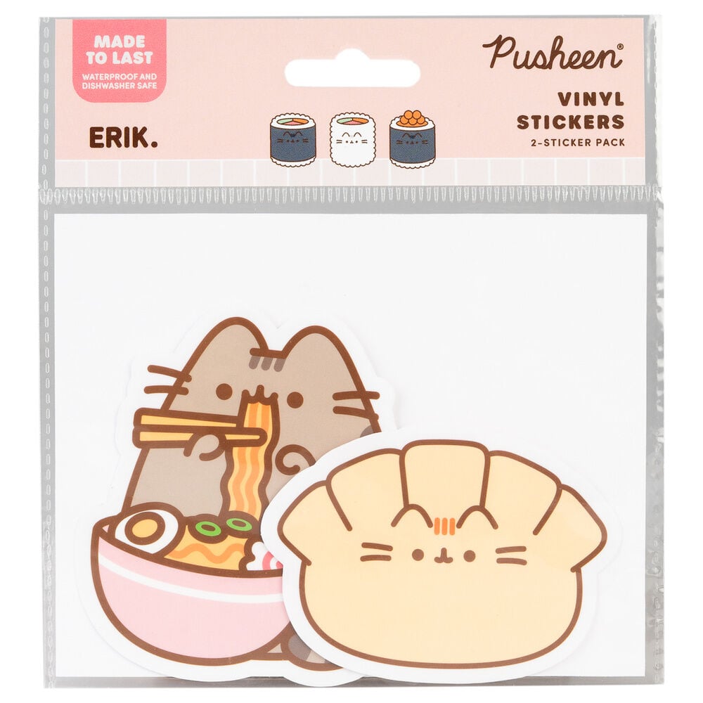 Set of 2 Sushi Roll Pusheen vinyl stickers