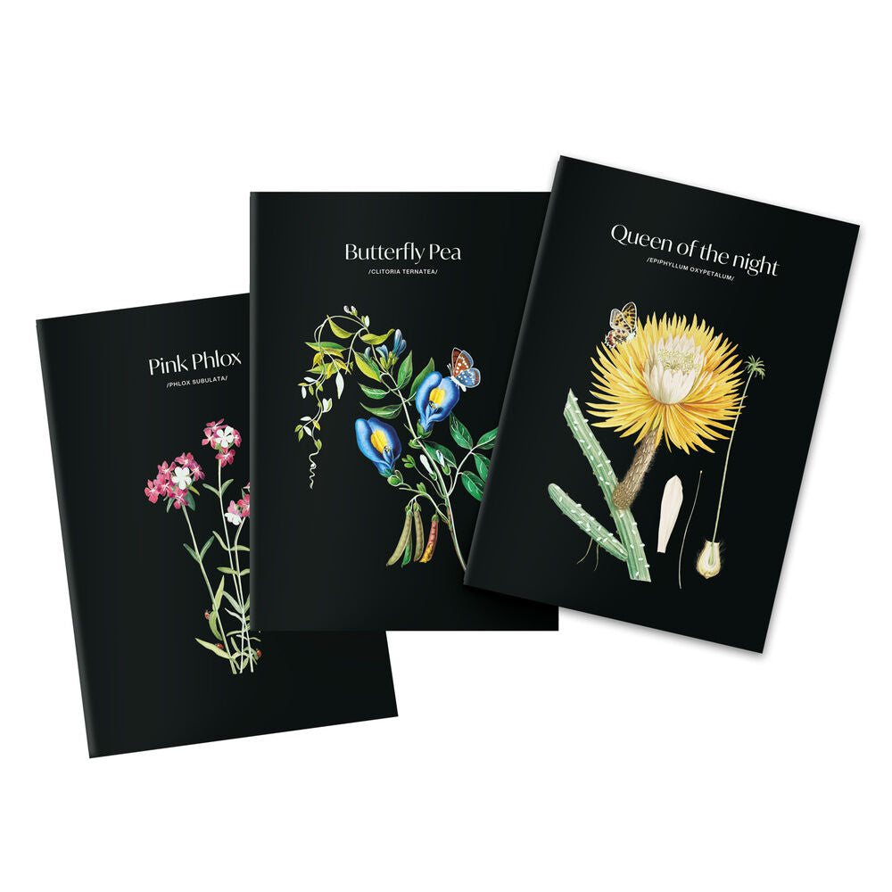 set of 3 a5 sleepless garden notebooks