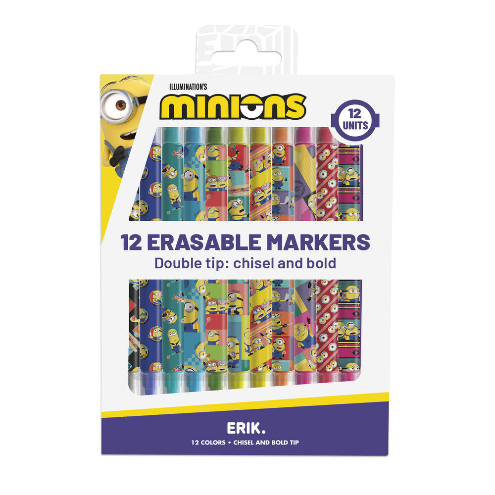 Zestaw 12 zmazywalnych markerów Minionki