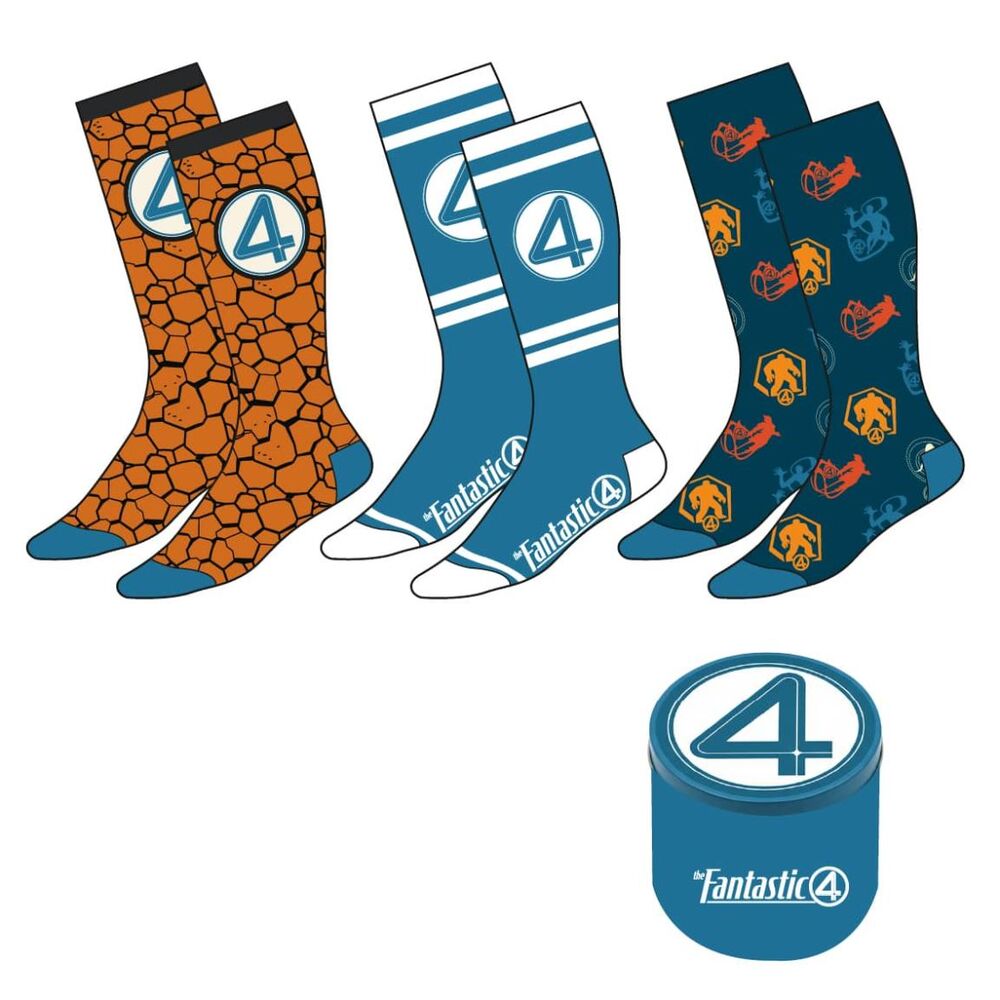 set of 3 pairs of fantastic four marvel adult socks assorted