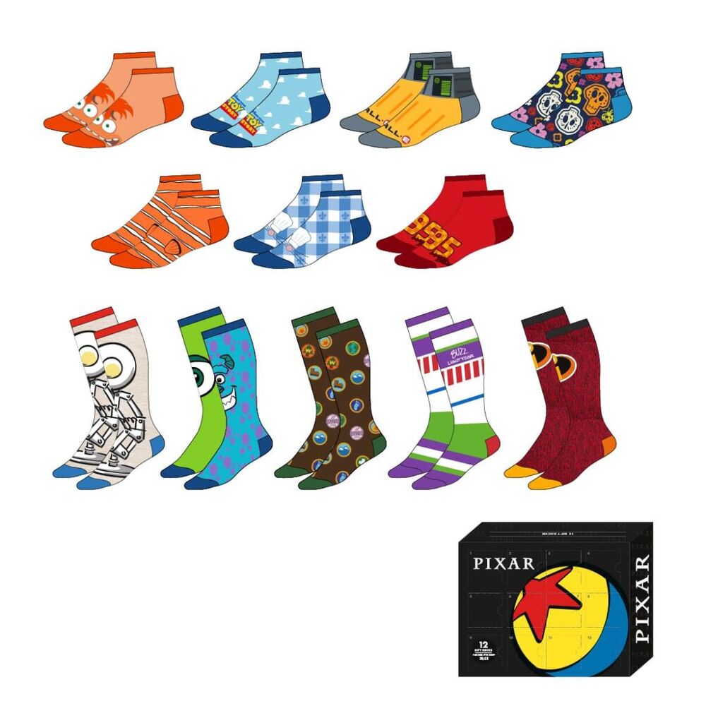 set of 12 pairs of assorted disney pixar adult socks