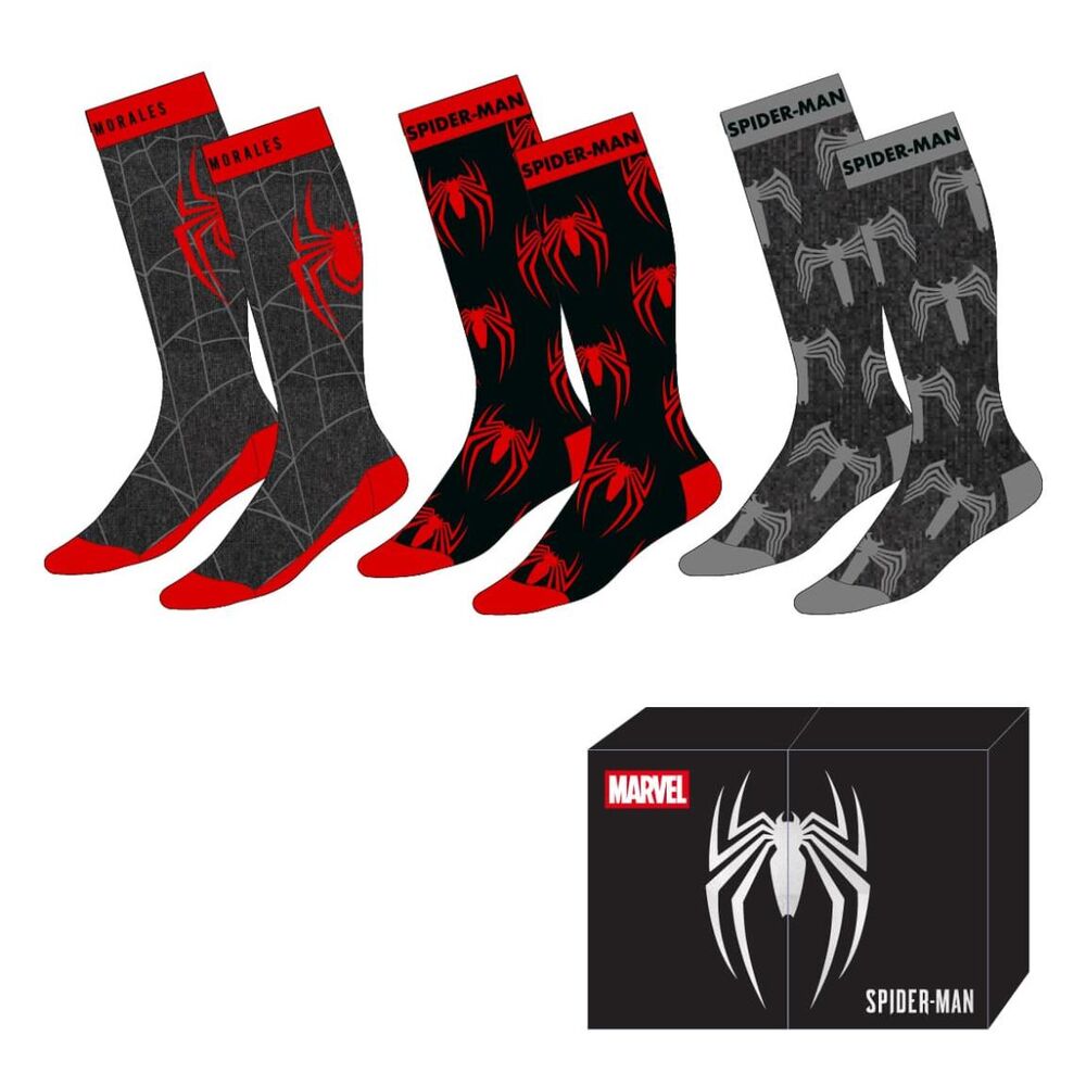 set of 3 pairs of assorted spiderman marvel adult socks