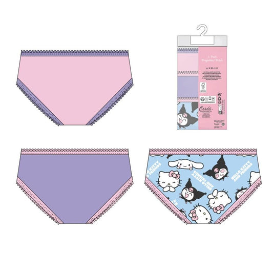 Conjunto de 3 bragas de Hello Kitty y sus amigas colores surtidos.