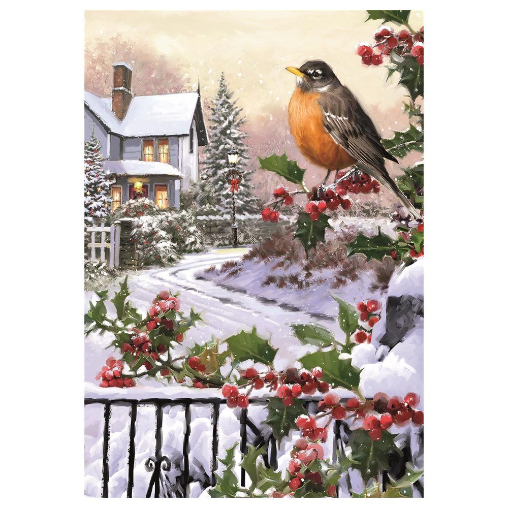 Puzzle Rotkehlchen und Stechpalmenbüsche Weihnachtskollektion 1000 Teile