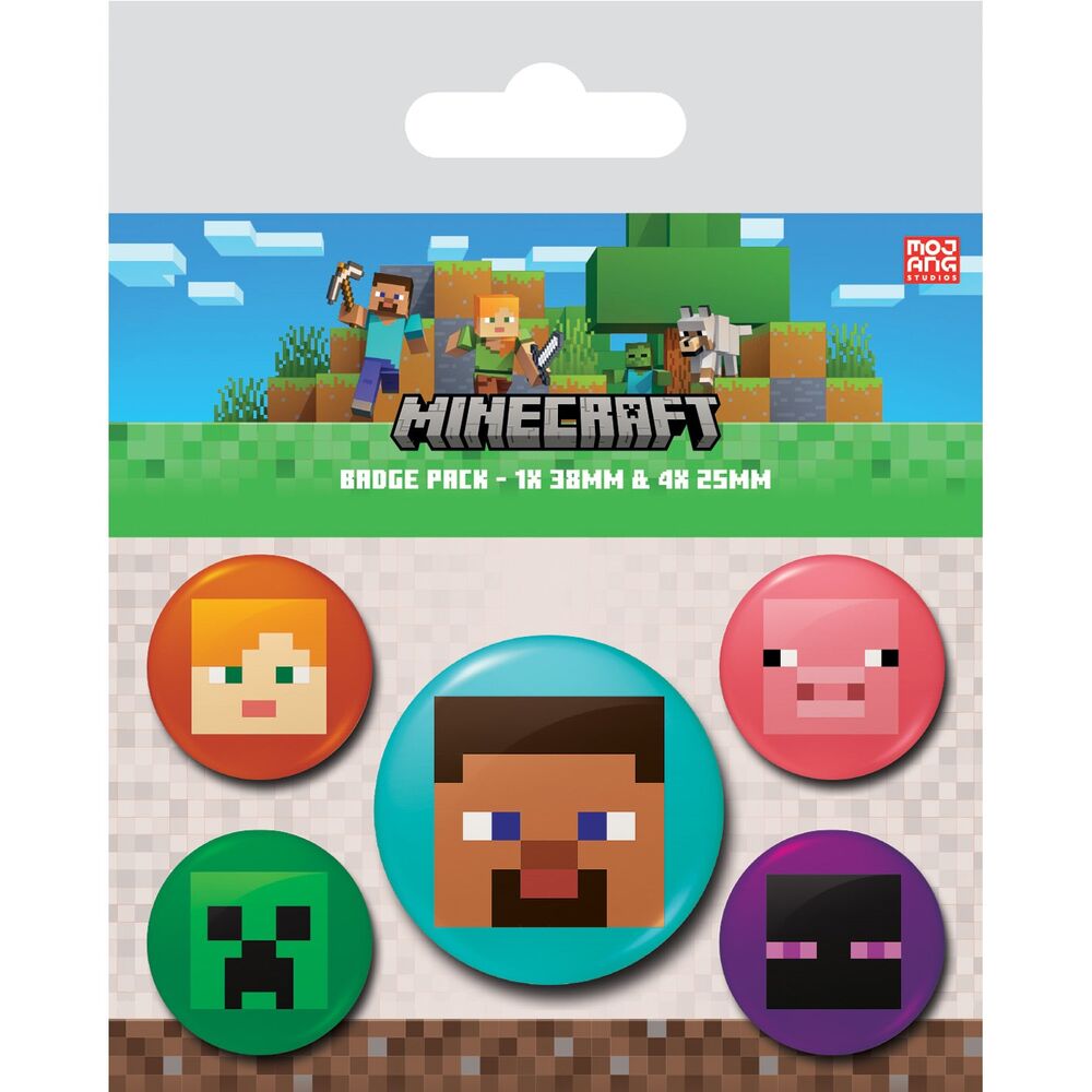 set of 5 minecraft bottle caps