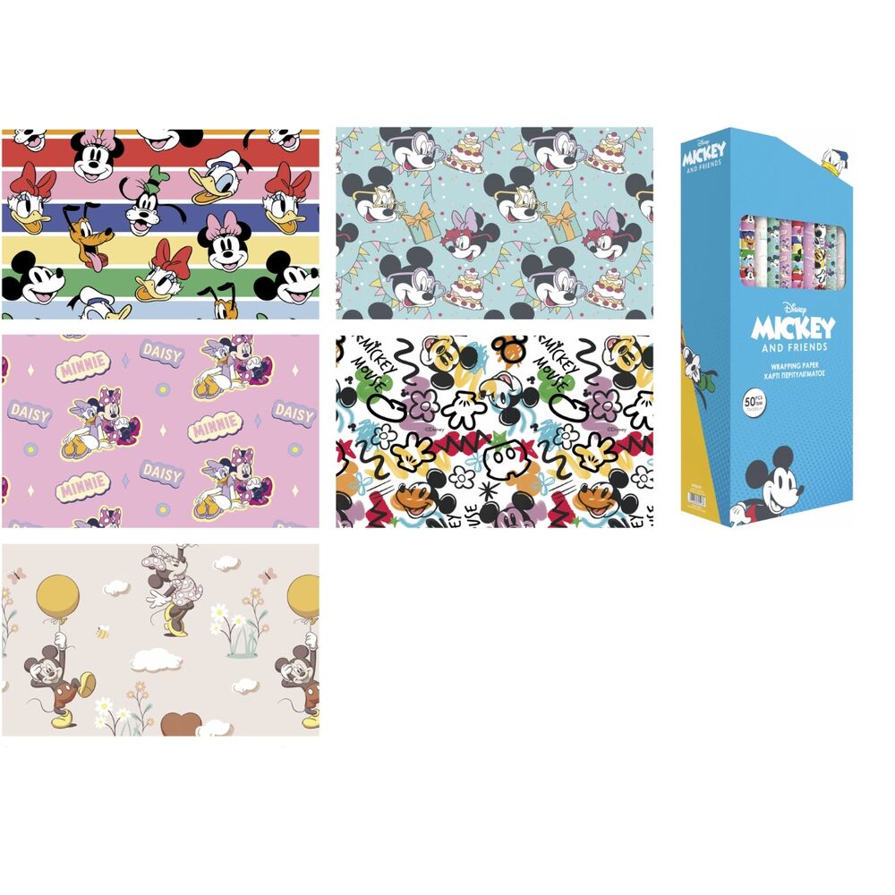 disney racing mickey & friends gift wrap assortment