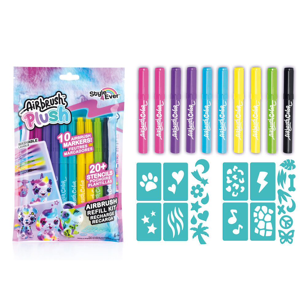 Airbrush refill 10 washable Airbrush Plush markers