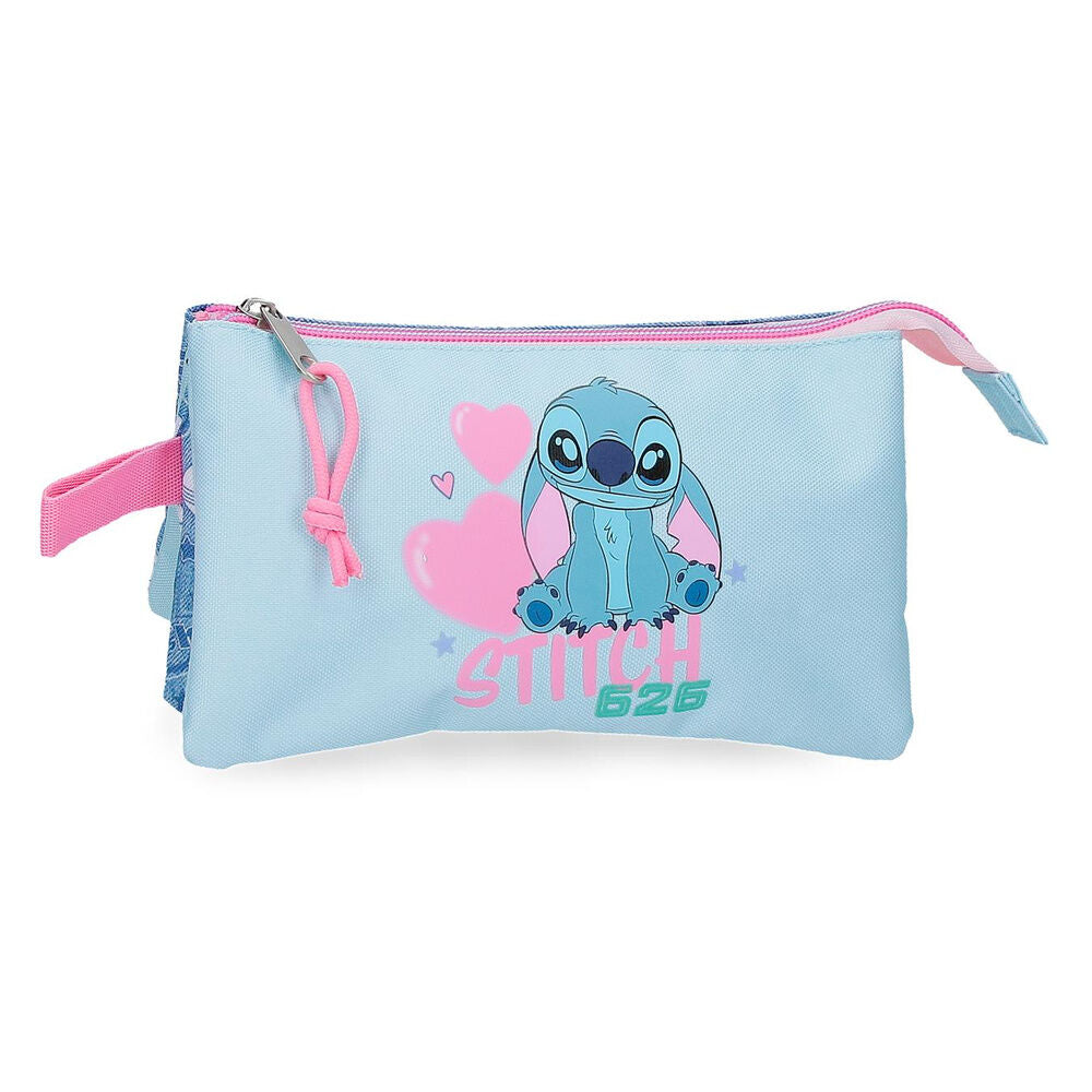 Hearts Stitch Disney triple pencil case
