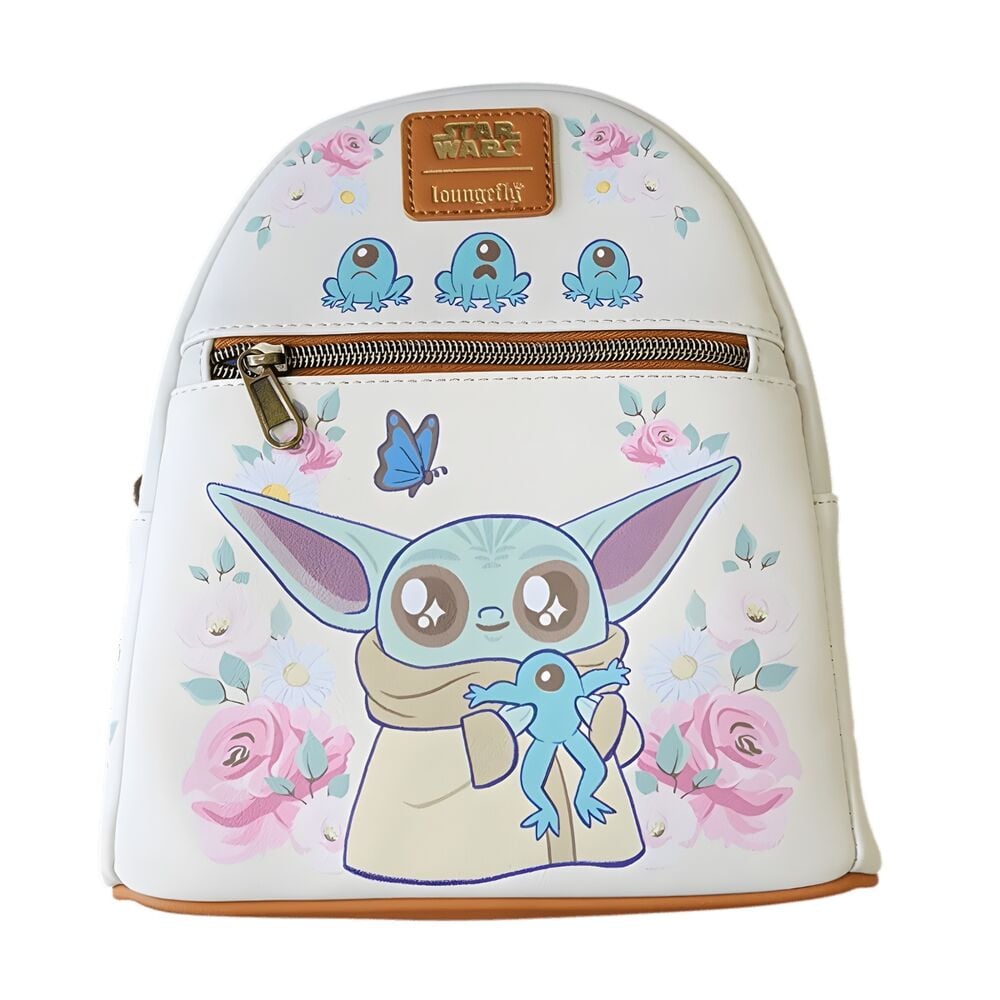 Lucas Grogu With Frogs Brown Trim Star Wars Loungefly Backpack 26cm