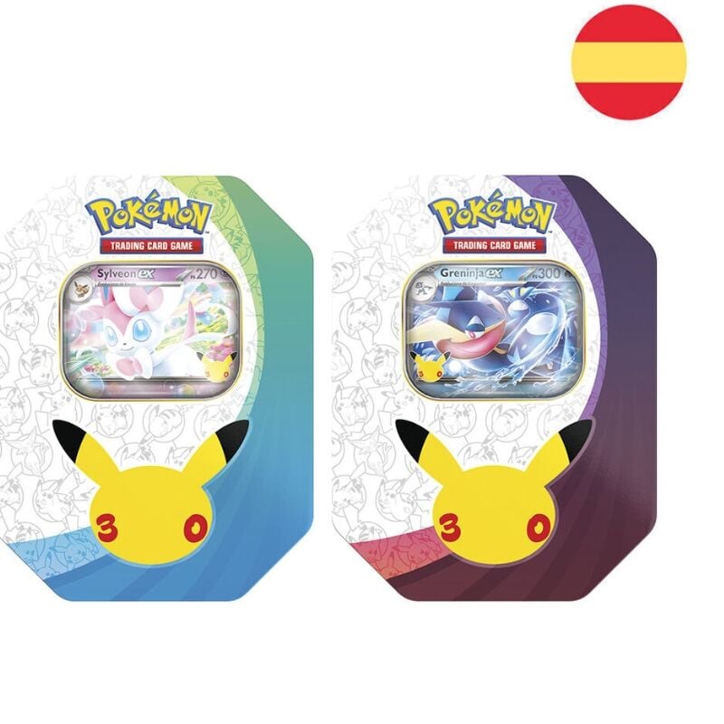 SylveonGreninja 30th Anniversary Pokemon Card Game Tin (Spanish Assorted)