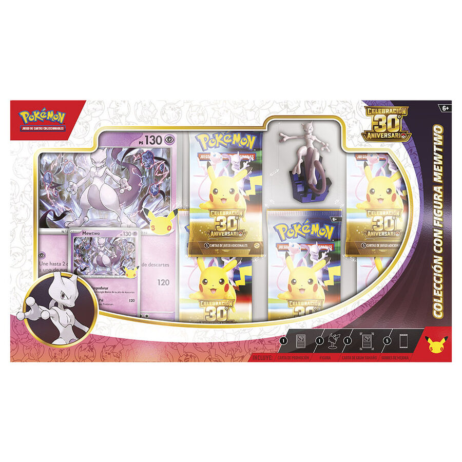 Blister Pack Mewtwo 30th Anniversary Pokemon Card Game Figure (Spanish)