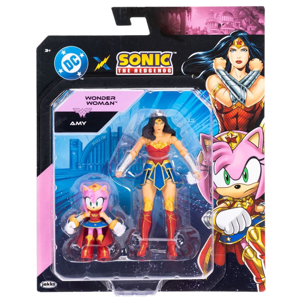 Figure Amy & Wonder Woman Sonic The Hedgehog x Dc Comics