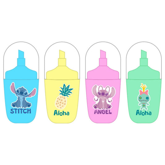 Blister pack of 4 Stitch Disney fluorescent highlighters