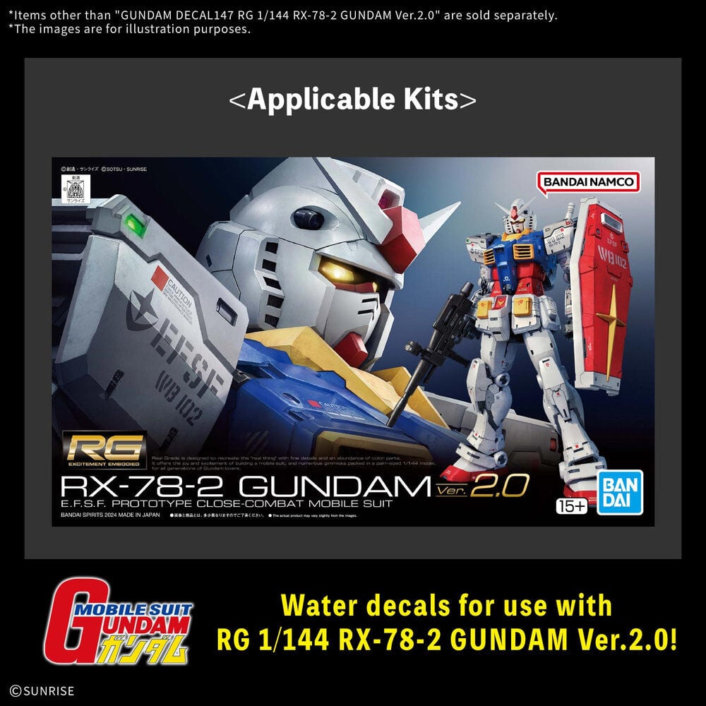 Gundam Decal Stickers 147 RG 1144 RX-78-2 Gundam Ver 20