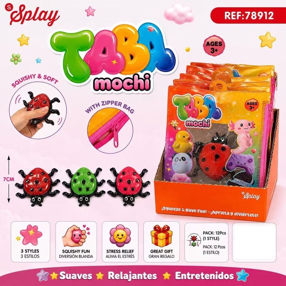 Taba Mochi Ladybug Anti-Stress Toy 7cm Assorted