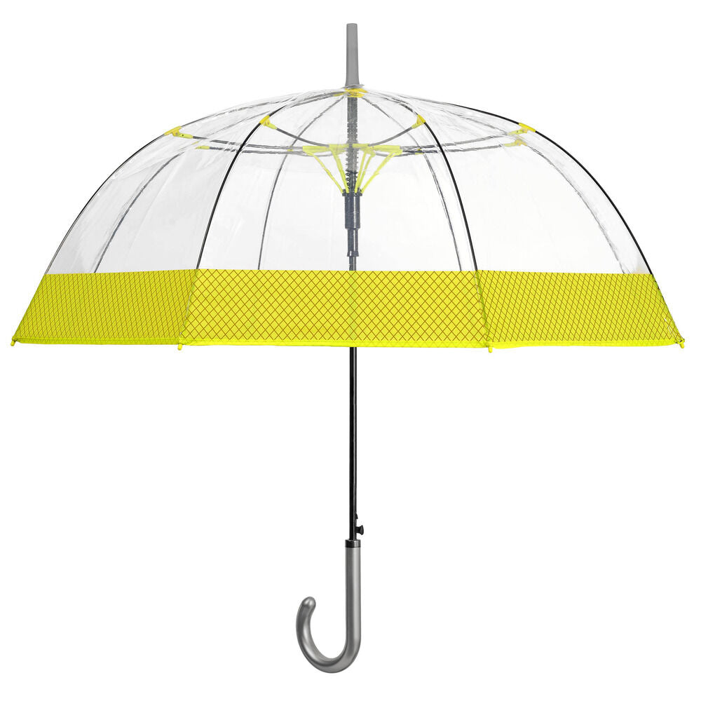 Automatic transparent umbrella with fluorescent trim, 61cm, assorted