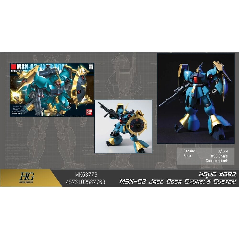 HGUC 1144 MSN-03 Jagd Doga Gyunei Guss Custom Mobile Suit Gundam Char's Counterattack Model kit