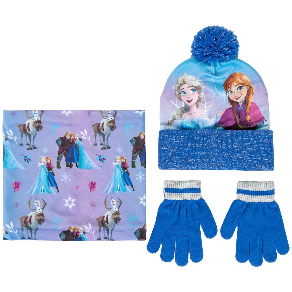 Disney Frozen hat, gloves, and neck warmer set