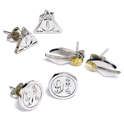 Conjunto de brincos plataforma Pomo de Ouro das Relíquias da Morte de Harry Potter
