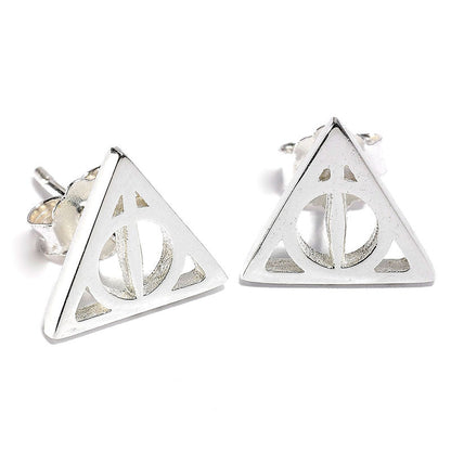 deathly hallows silver earrings