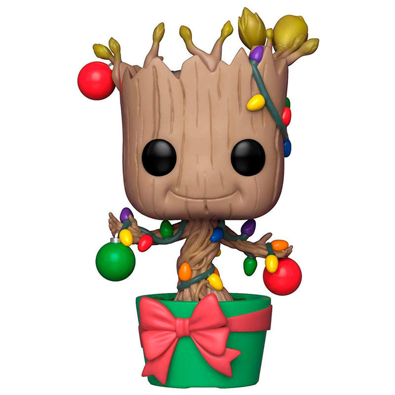 marvel holiday groot pop figure with lights & ornaments