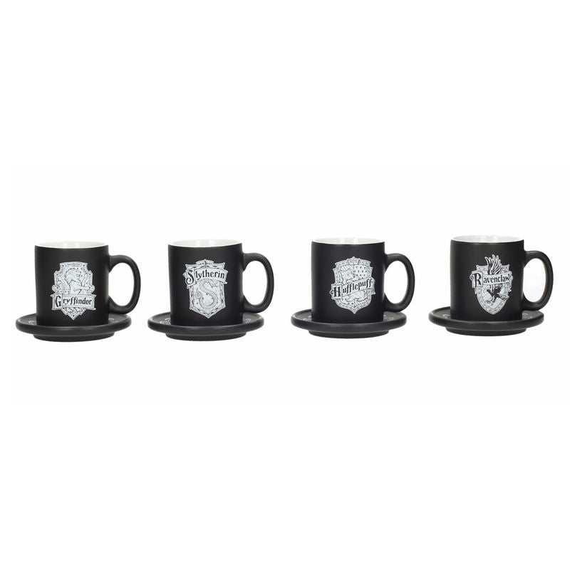 set of mini espresso cups with harry potter emblems
