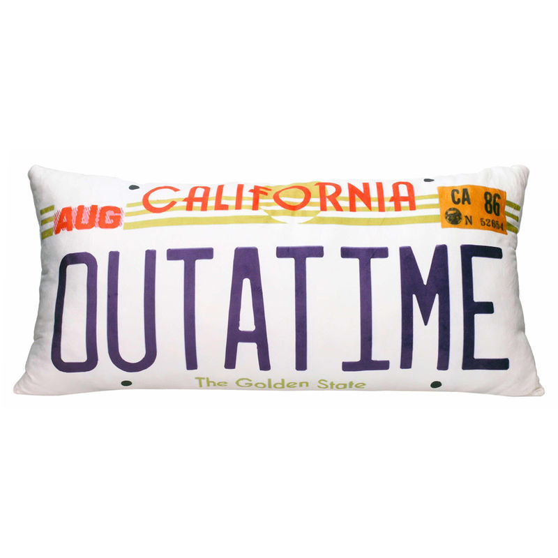 out at time back to the future license plate cushion