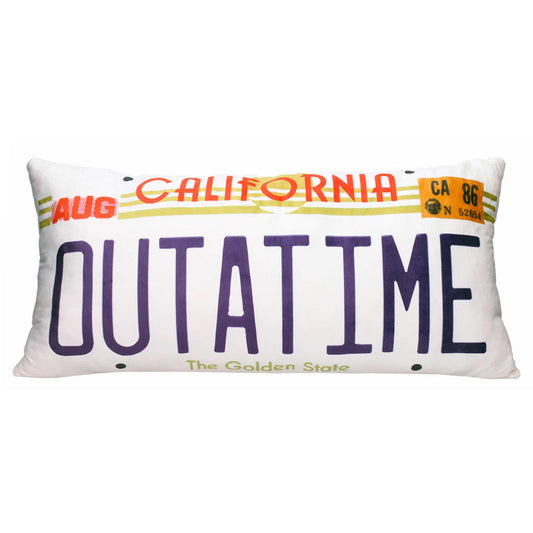 out at time back to the future license plate cushion
