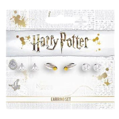deathly hallows golden snitch platform harry potter earrings set