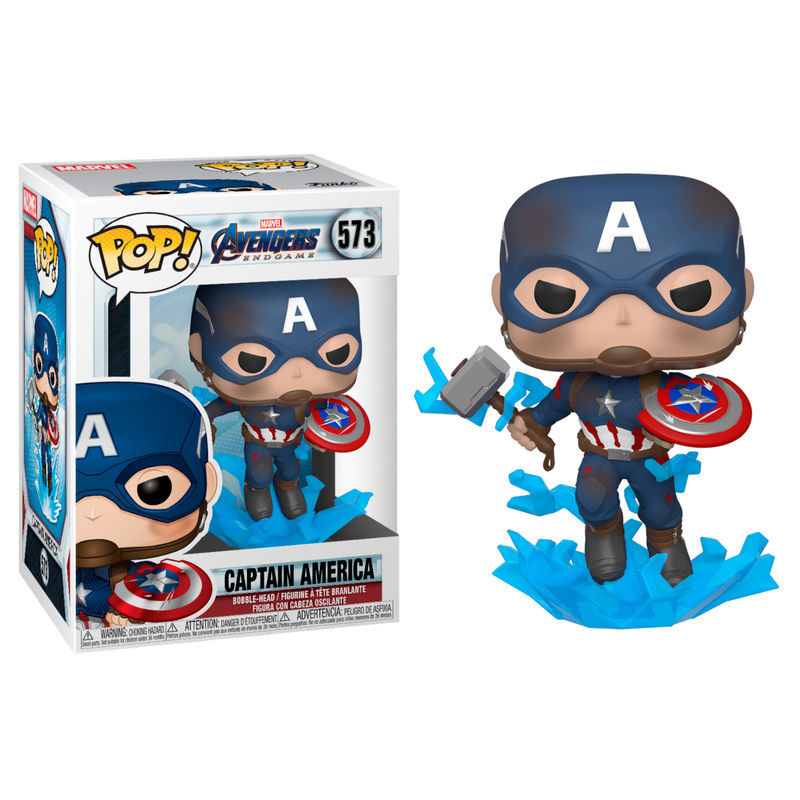 pop figure marvel avengers endgame captain america with broken shield & mjolnir