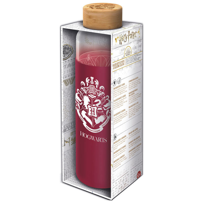 Garrafa de vidro Harry Potter com capa de silicone 585ml