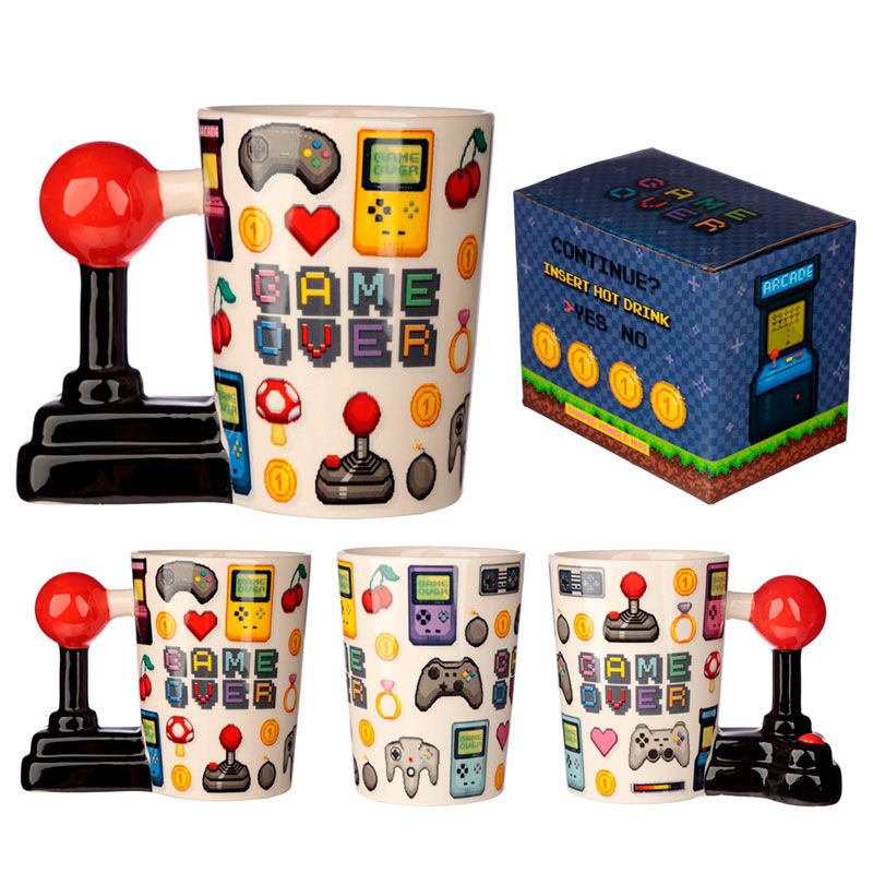 Mug à poignée 3D joystick pixel Game Over