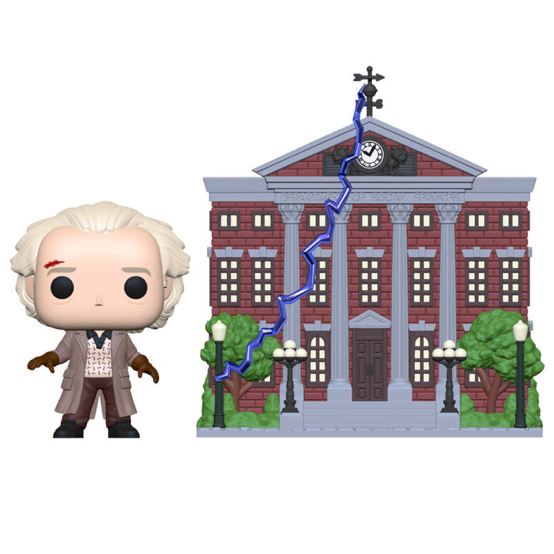 pop figure back to the future doc with clock tower