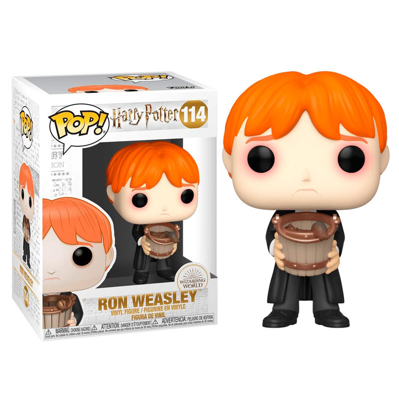 Figura POP de Harry Potter Ron vomitando babosas con un cubo