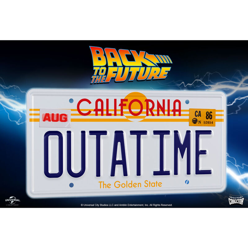 Nachbildung des Nummernschilds des DeLorean Outatime aus Zurück in die Zukunft