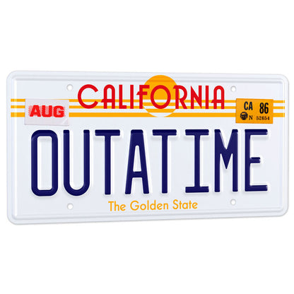 replica license plate of the delorean outatime from back to the future