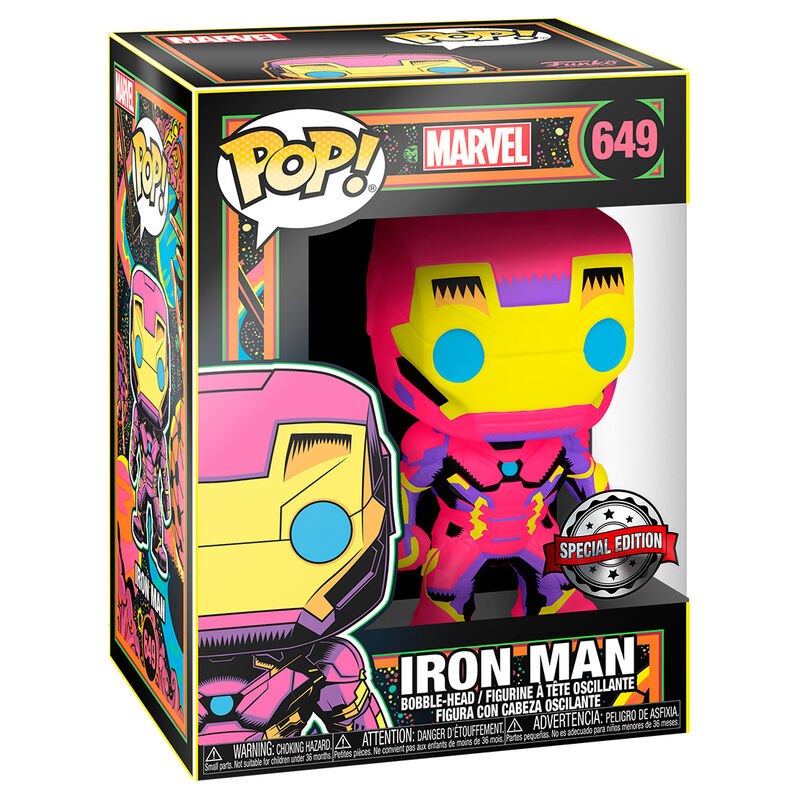 marvel iron man black light exclusive pop figure