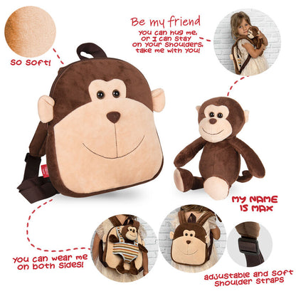 Plecak dwustronny + pluszowa małpka Monkey Max 25cm