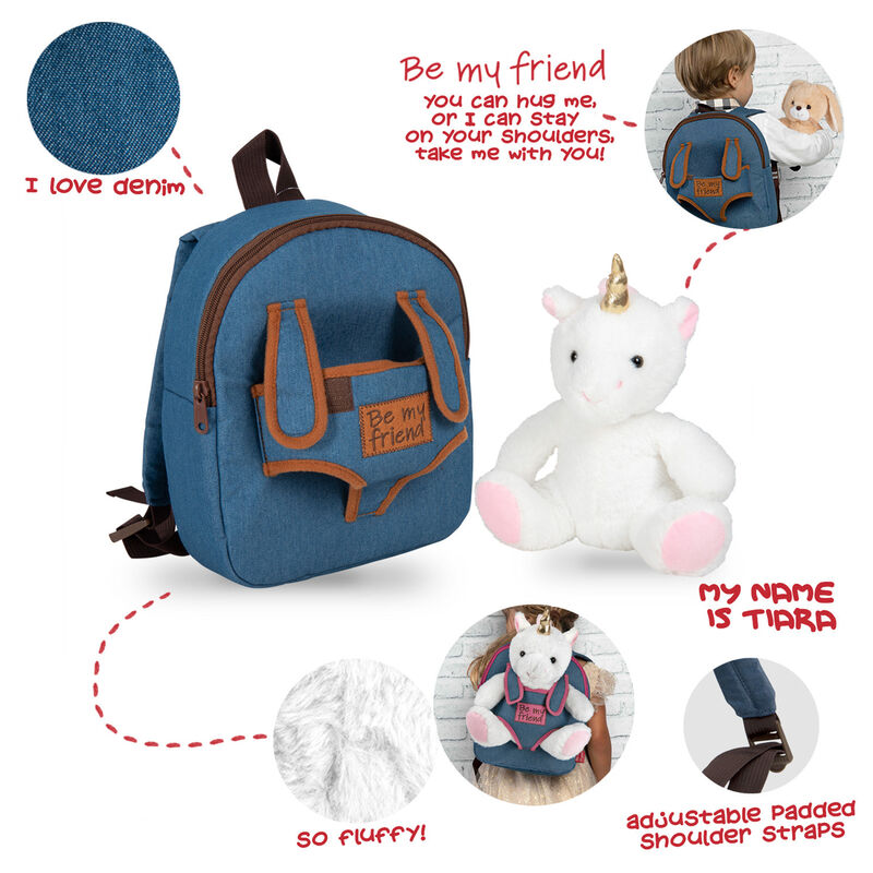 Backpack + Unicorn Tiara Plush Toy 26cm