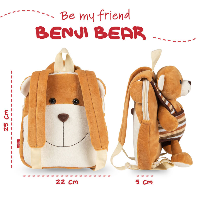 Wendbarer Rucksack + Benji Bär Plüschtier (25 cm)