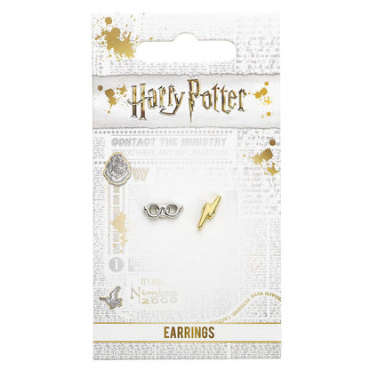 Pendientes de Harry Potter con forma de rayo y gafas