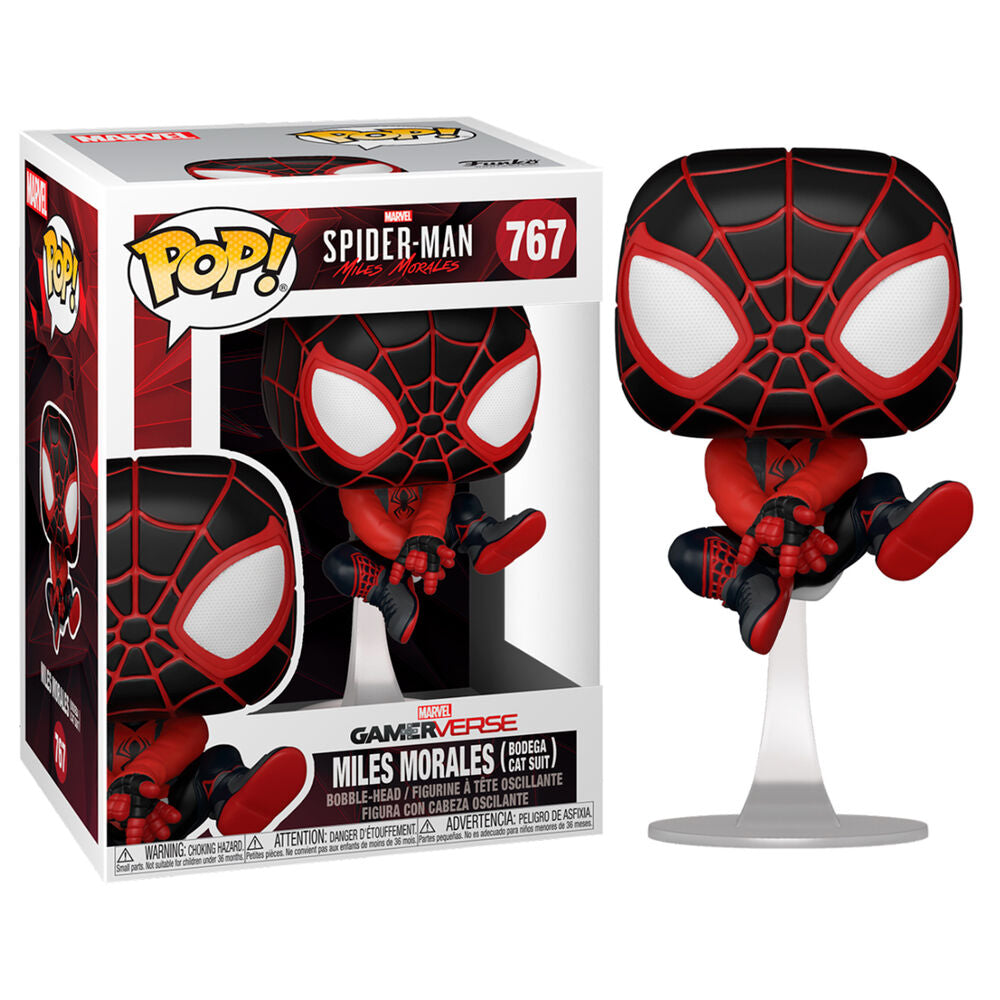 Figura POP de Marvel Spiderman Miles Morales Traje de Gato de Bodega