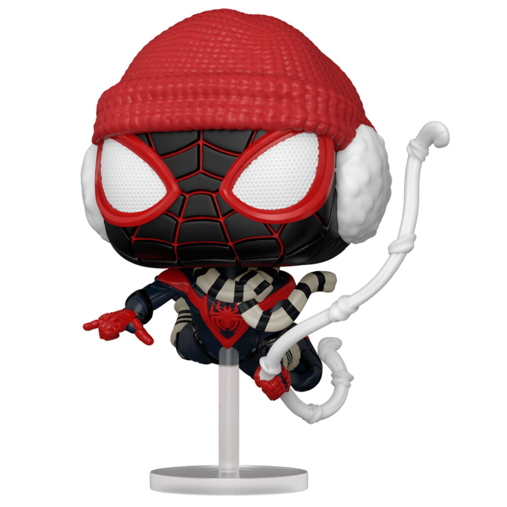 marvel spiderman miles morales winter suit pop figure