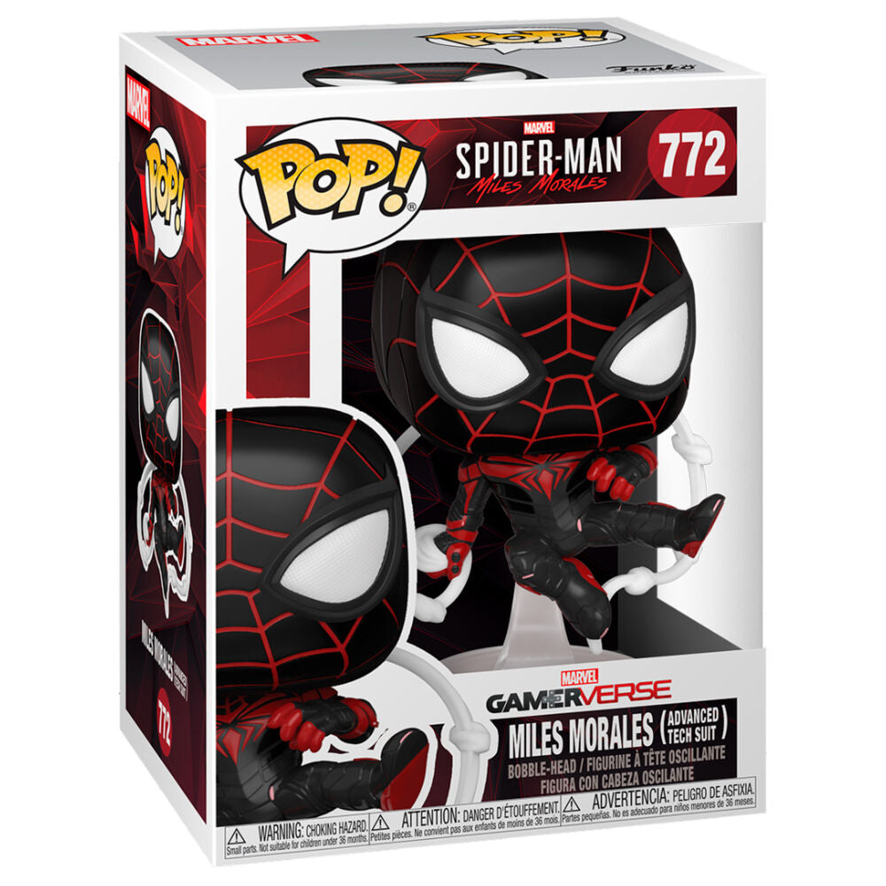 marvel spiderman miles morales advanced tech suit pop figure