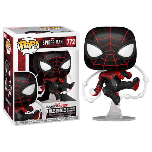 Figura POP de Marvel Spiderman Miles Morales con traje de tecnología avanzada