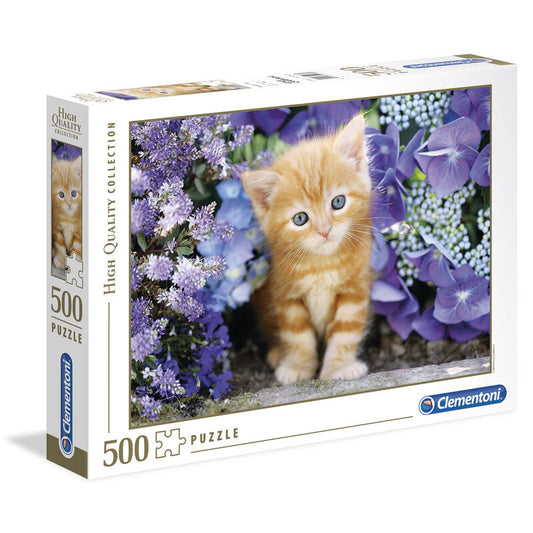 puzzle blonde cat with flowers 500 pieces